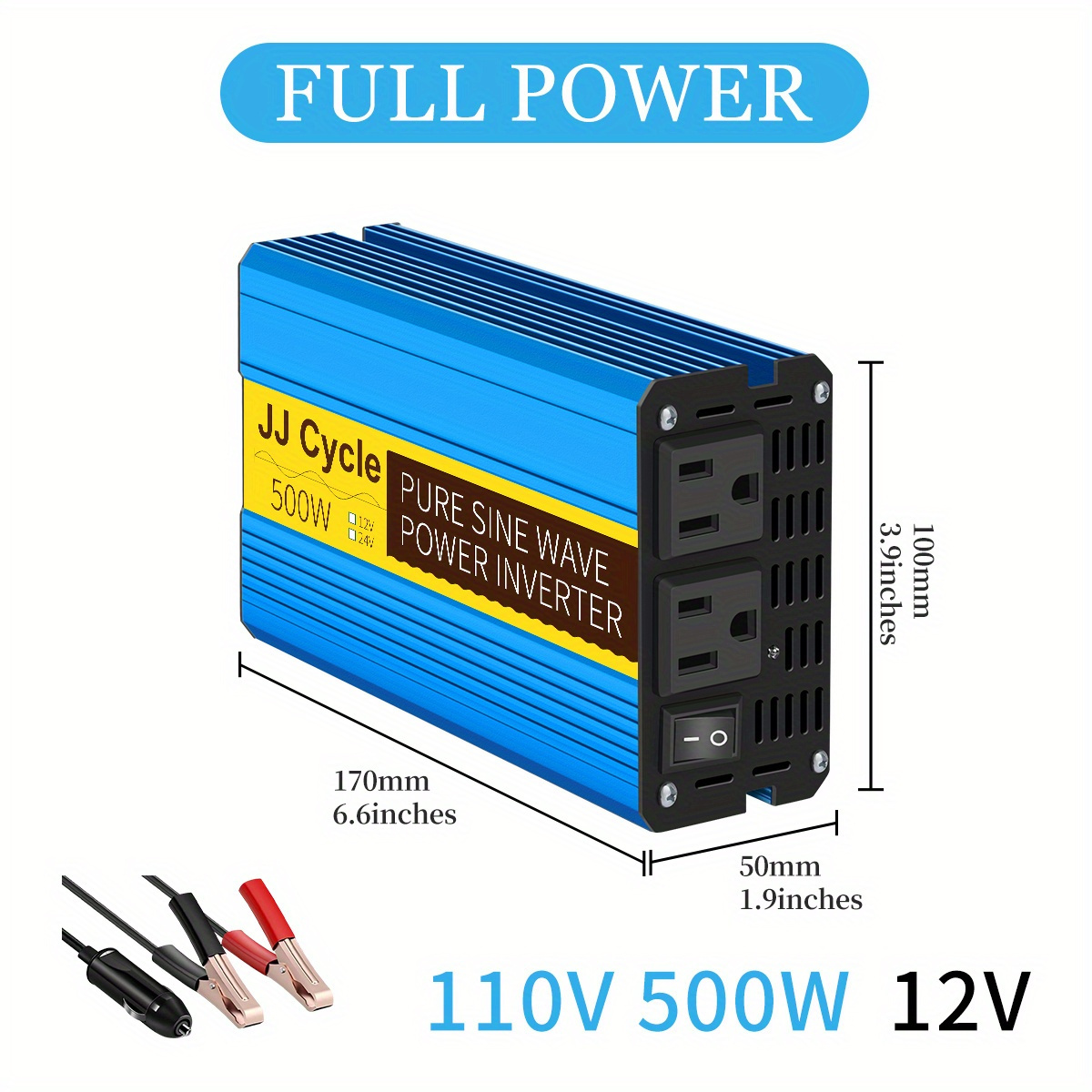 Pure Sine Wave Power Inverter 12v/24v To 110v 60hz To Ac Voltage Converter  Power Supply - Temu Japan