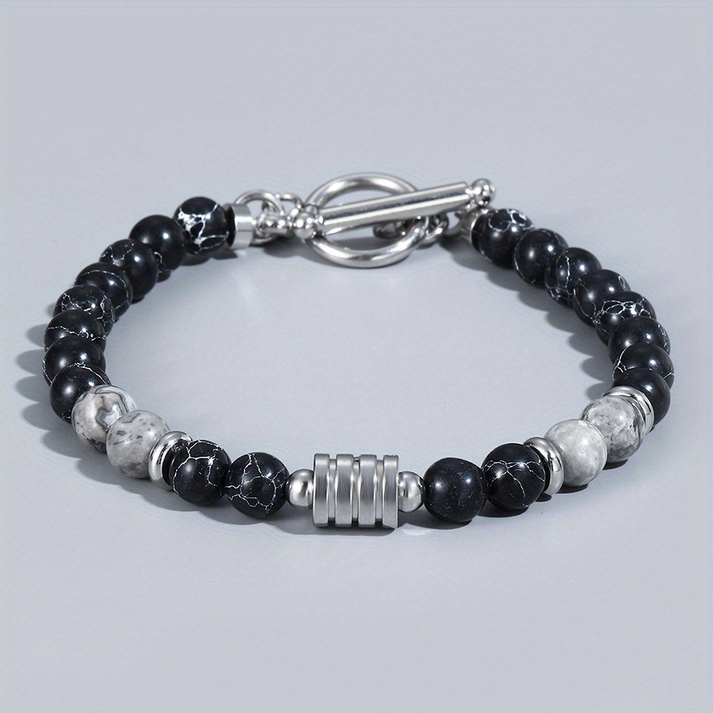 Men's Stainless Steel Beaded Bracelet