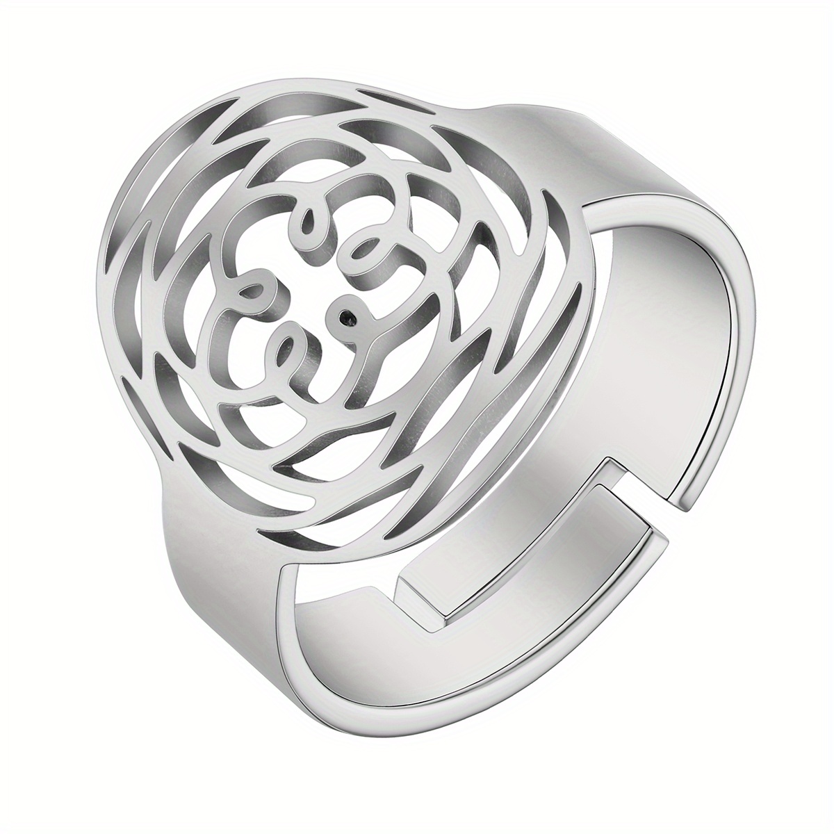 Golden Stainless Steel Rose Pattern Ring for Men