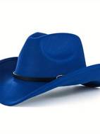 solid color jazz cowboy hat unisex rolled brim western felt hat classic fedora cap for women men