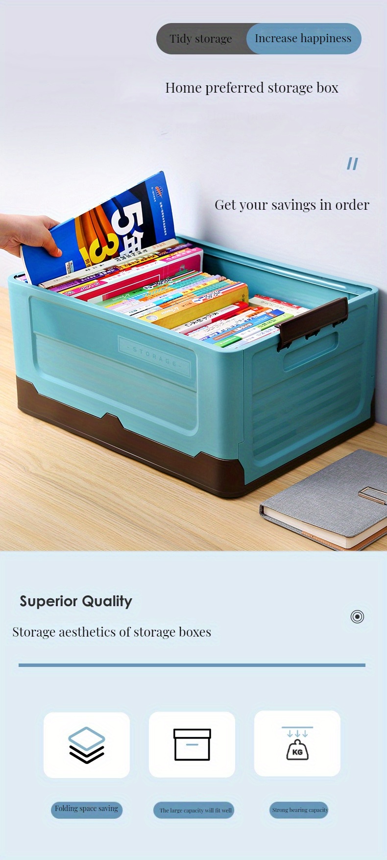 Foldable Book Storage Box Convenient Stylish Way Organize - Temu