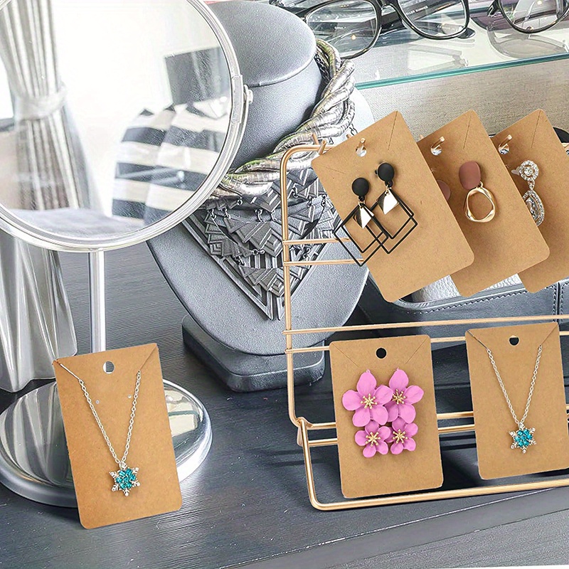 100 Pcs Necklace Display Cards Kraft Paper Jewelry Display Card Holder  Jewelry