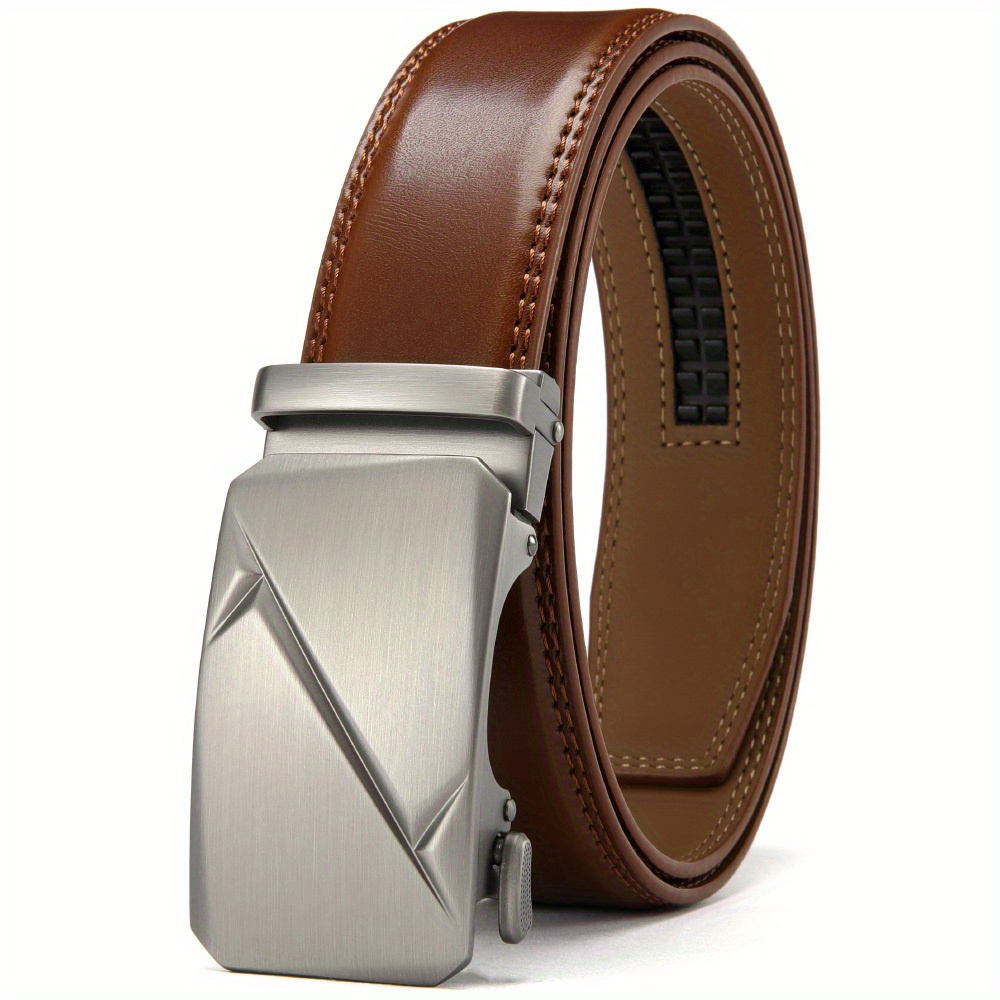 Yooran Ratchet Belt For Men Calfskin Leather Belt Automatic Buckle