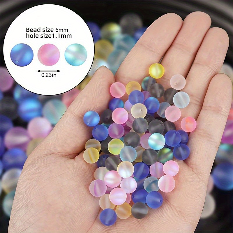 Matte Clear Iridescent Rainbow Beads Frosted Round 6mm 8mm 10mm 12mm Full  Strand