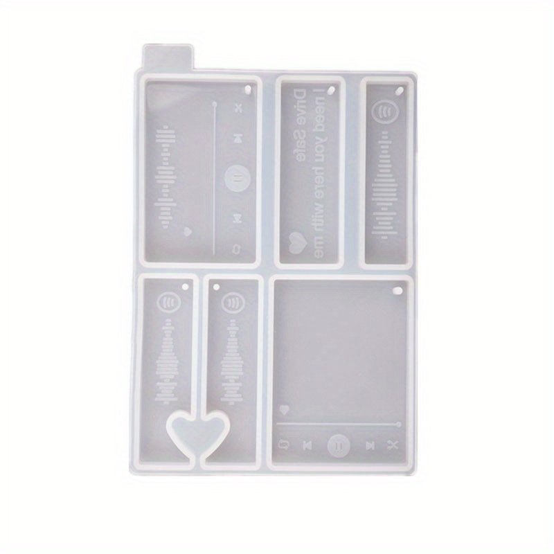 Image of 1pc Diy Crystal Resin Mold Music Player Voice Lovers Love Key Chain Drop Glue Mirror Jewelry Silicone Mold