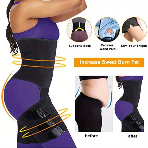 Buy 3 in 1 Sauna Waist Trainer Butt Lifter Thigh Trimmer Sweat Body Shaper  Exercise Wrap Stomach for Women Workout Sports Online at  desertcartSeychelles