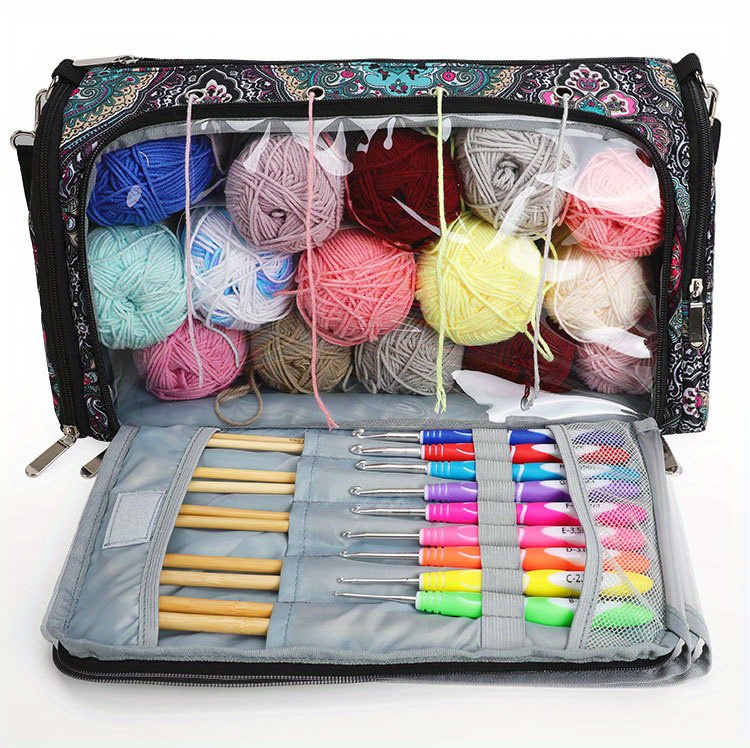 TOGETRUE Yarn Bag, Small Knitting Crochet Bag, Portable Yarn Storage Bags Organizer for Crocheting Project, Store Skein Ball, Short Knitting Needle
