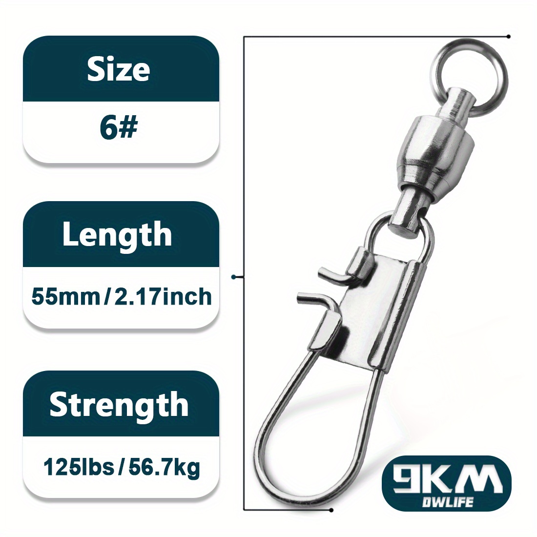 9km Fishing Swivels Snap Hooked Snap Stainless Steel Fishing