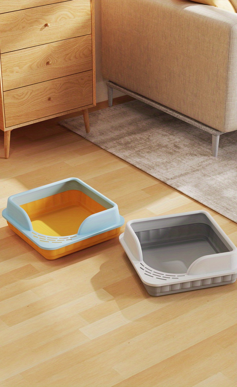 Fhiny Open Cat Litter Box with High Side Heightening Anti-Splashing Cat  Toilet with Litter Sifting Scoop Semi-Enclosed Removable Prevent Sand  Leakage Deodorizing Cat Pan Easy to Clean & Assemble Grey - Yahoo