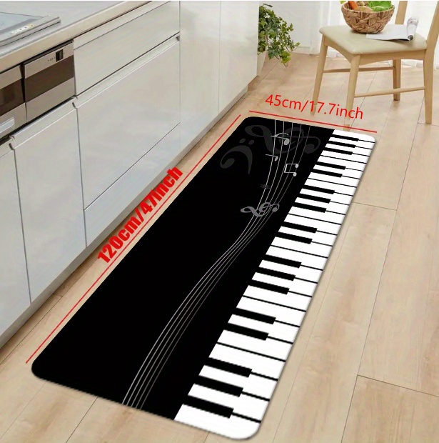 1pc piano key kitchen floor mat non slip oil proof floor mat flannel soft rug waterproof kitchen mat dirt resistant floor mat machine washable entrance doormat   room laundry bathroom water absorbing floor mat room d cor details 2