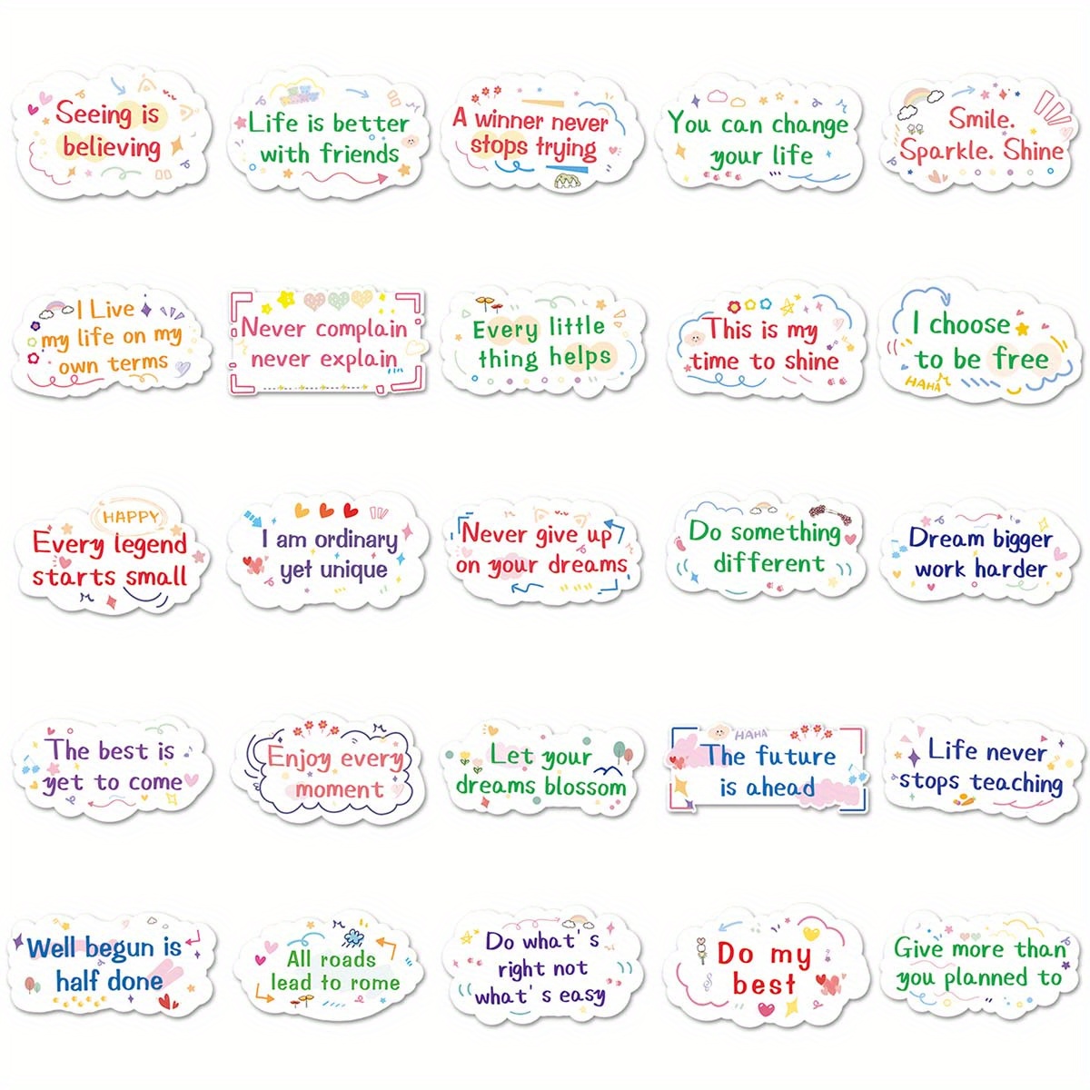 Inspirational English Sentences Pattern Waterproof Stickers Temu
