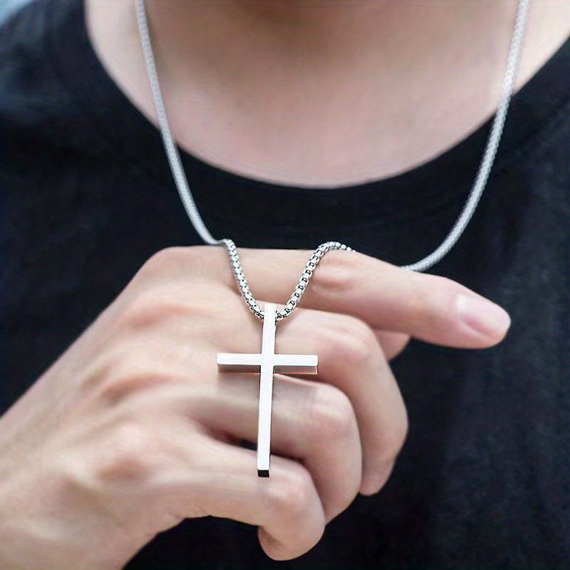 Men's titanium clearance cross pendant necklace