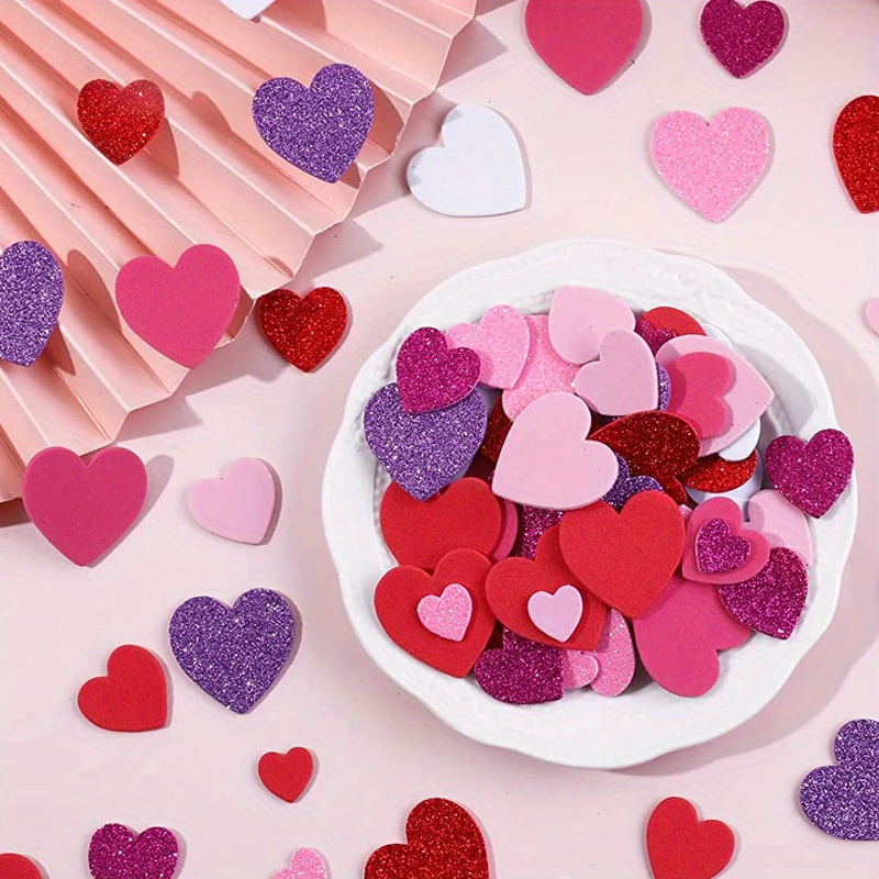 5 Sheets Of 90pcs Sparkling Red Love Heart Stickers Diy - Temu