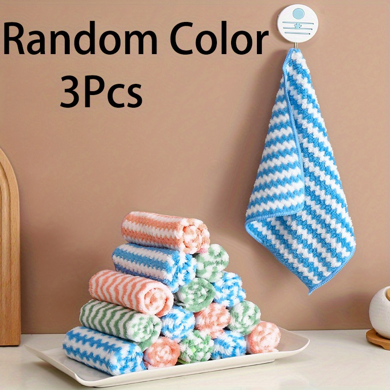 3pcs, Dish Towel, Microfiber Cleaning Towel, Coral Fleece