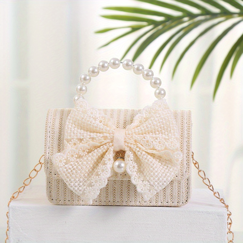 Purse Strap Cute Detachable Short Beaded Pearl Bag 26cm Lady Purse