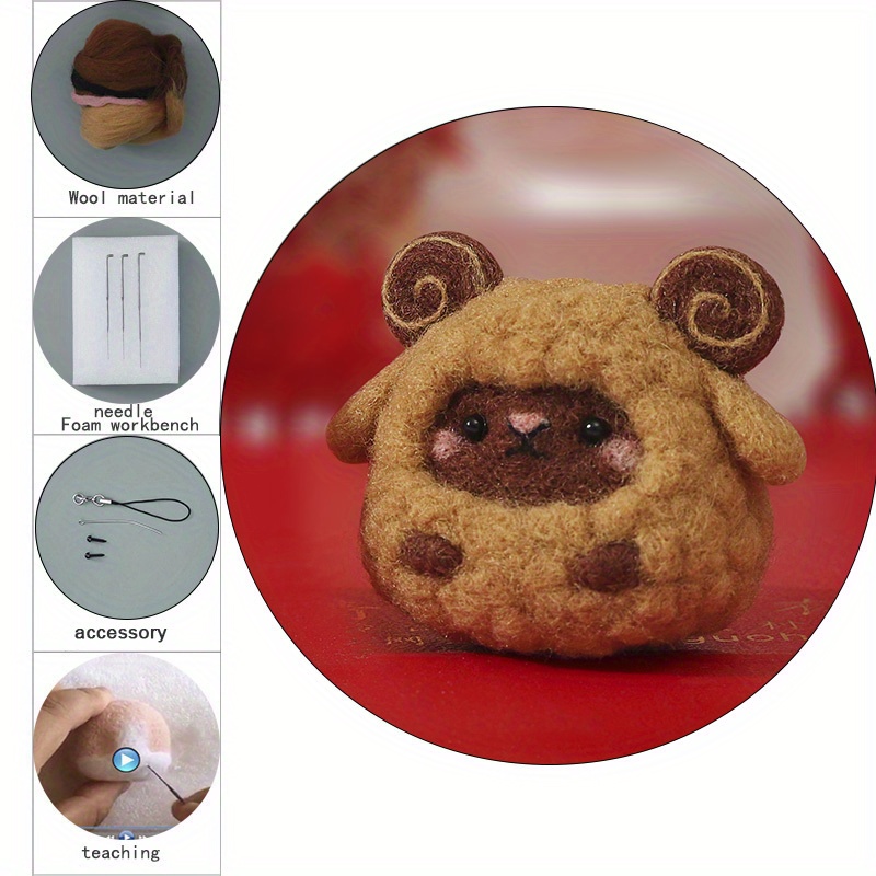 Diy Animal Sheep Wool Felt Doll Creative Material Package - Temu