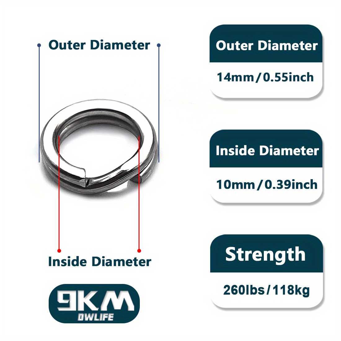 STAINLESS STEEL SPLIT RINGS O.D. 5mm,6mm,7mm,8mm & 10mm - SEA