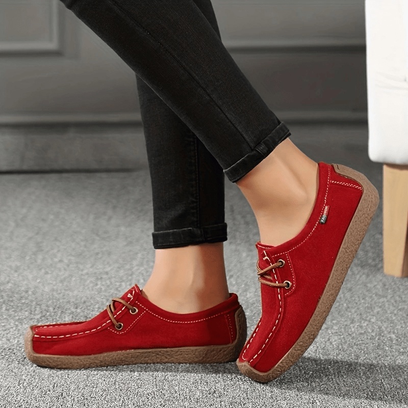 lace boat shoes women s solid color soft sole slip loafers details 4