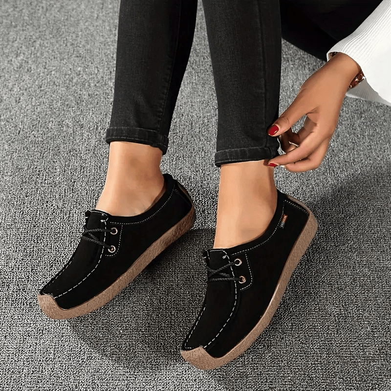 lace boat shoes women s solid color soft sole slip loafers details 5