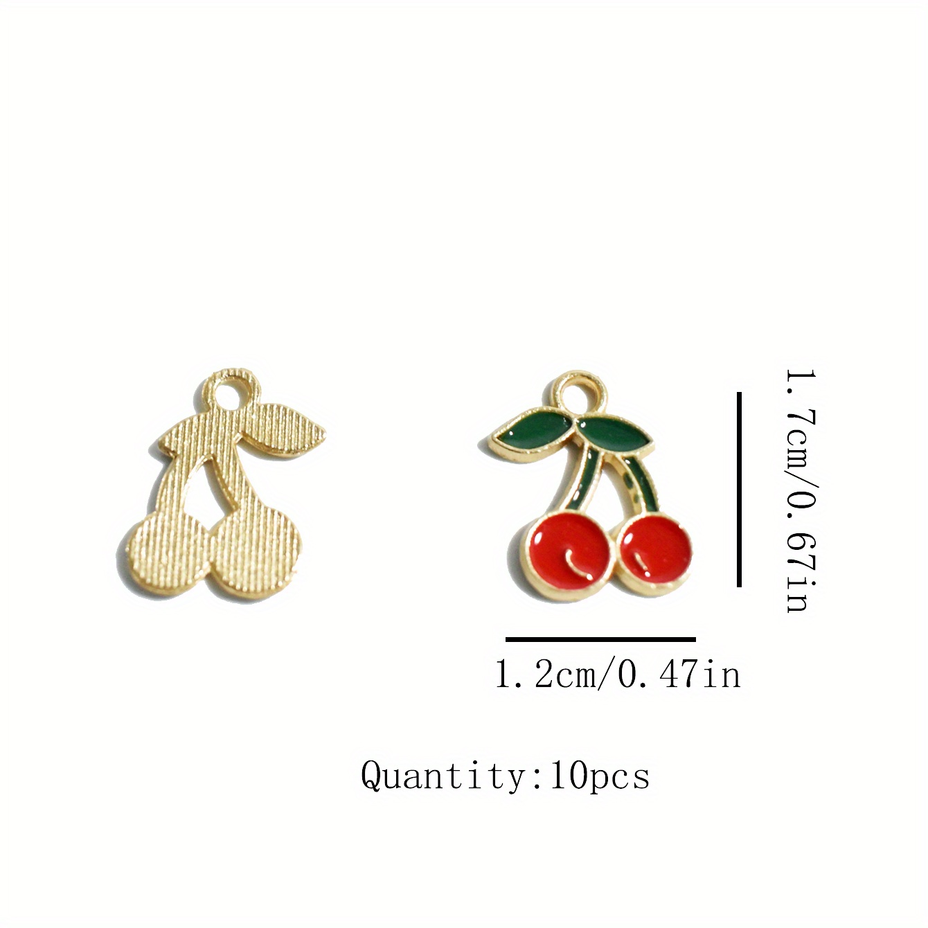 10pcs Pink Cherry Pendants for DIY Jewelry Making