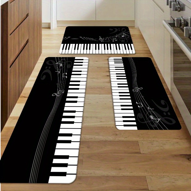 1pc piano key kitchen floor mat non slip oil proof floor mat flannel soft rug waterproof kitchen mat dirt resistant floor mat machine washable entrance doormat   room laundry bathroom water absorbing floor mat room d cor details 5