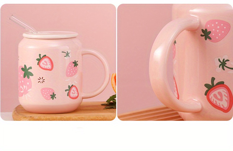 JLMMEN STORE Ceramic Coffee Mug, Cute Pink Cup for Women with