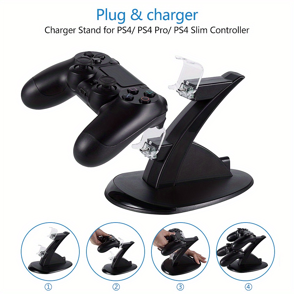 Cargador de controlador PS4, estación de carga dual PS4 para controlador  Playstation 4, puerto de carga rápida actualizado, estación de carga remota