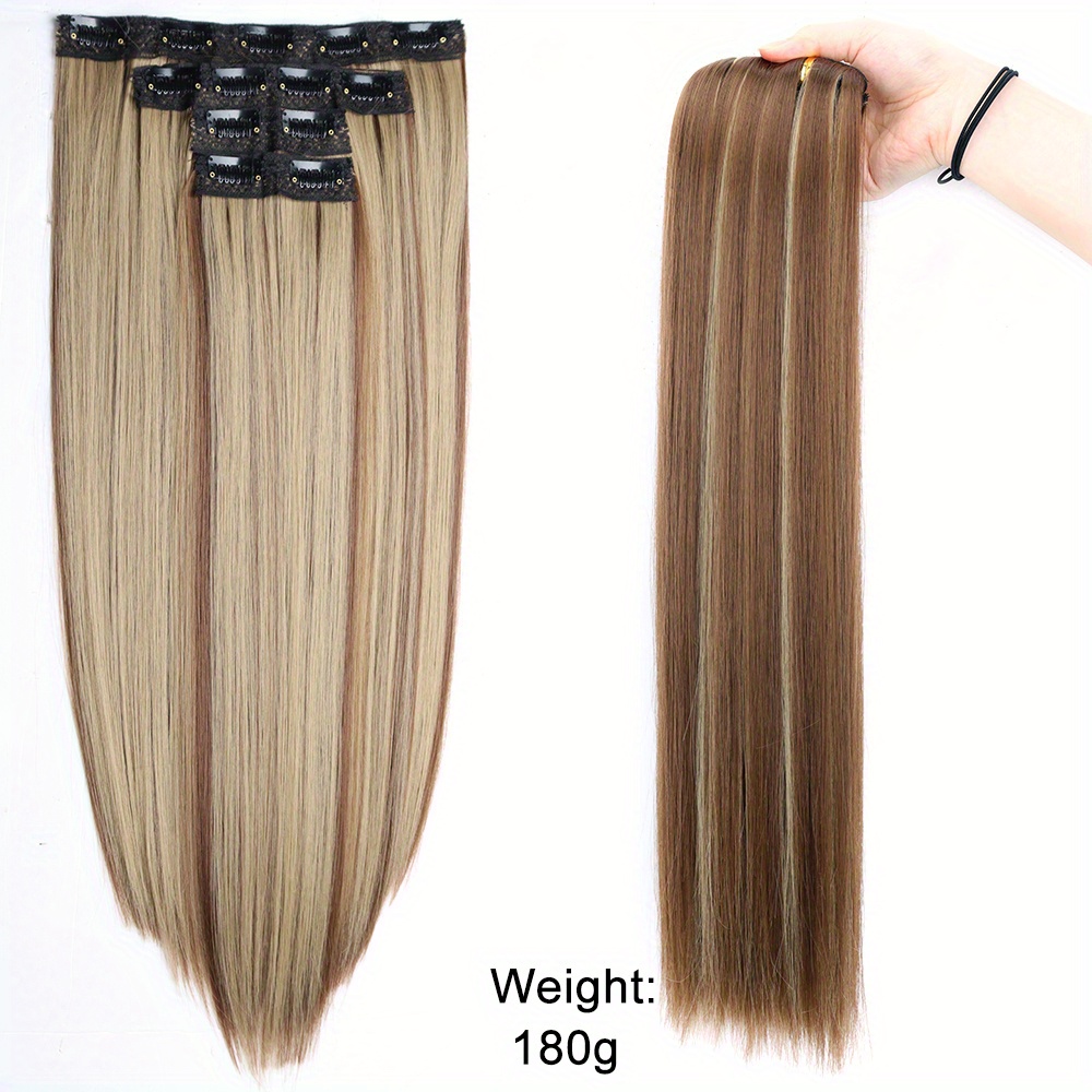 Long Straight Hair Extensions For Women Clips In Straight - Temu