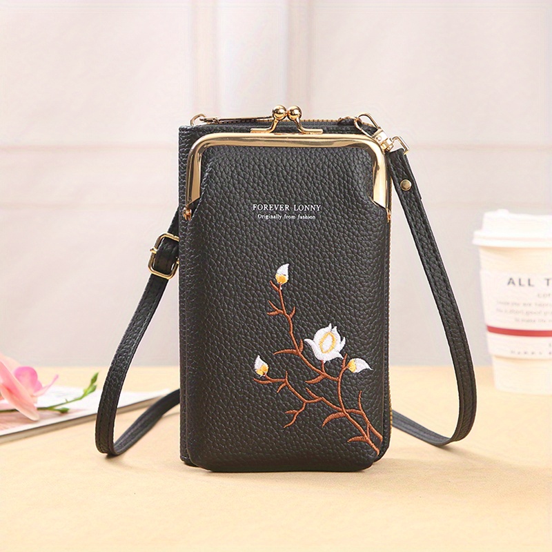 Mobile Phone Bag With Kiss Lock, Women Double Layer Crossbody Bag, Mini  Zipper Coin Purse And Wallet - Temu