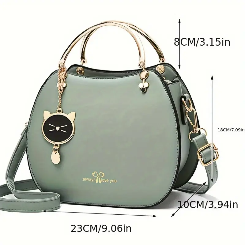 classic tote satchel bag simple shoulder bag all match top handles crossbody bag with kawaii pendant details 5
