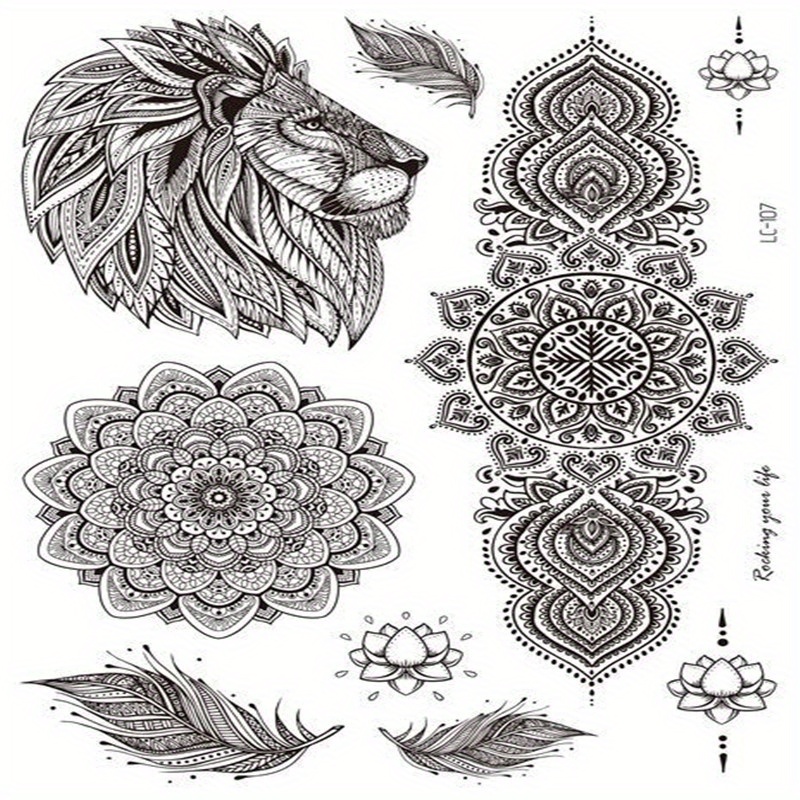 Datura Flower Vintage Hand Back Pattern Tattoo Sticker Black And