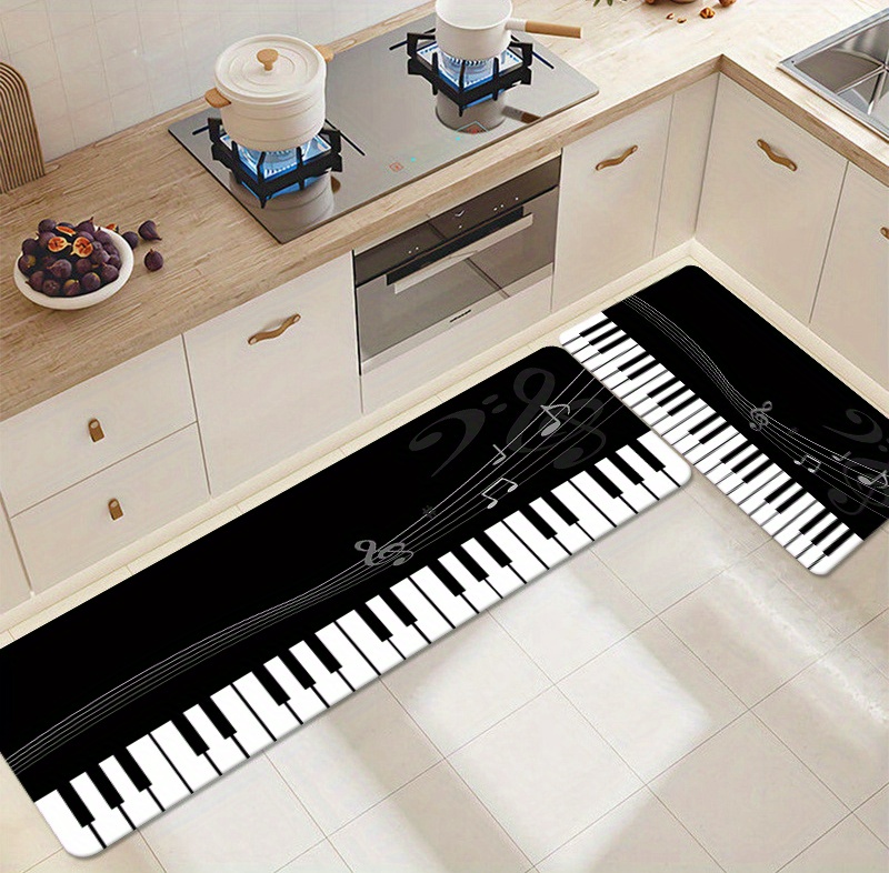 1pc piano key kitchen floor mat non slip oil proof floor mat flannel soft rug waterproof kitchen mat dirt resistant floor mat machine washable entrance doormat   room laundry bathroom water absorbing floor mat room d cor details 8