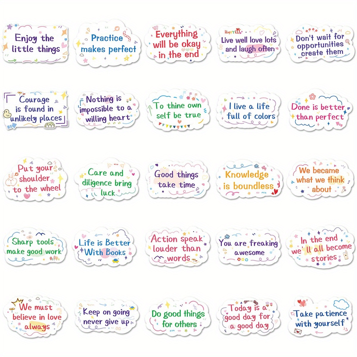 Inspirational English Sentences Pattern Waterproof Stickers Temu