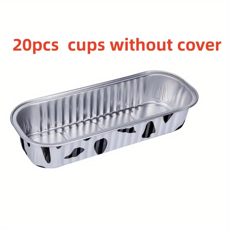 20Pcs Aluminum Foil Loaf Pans with Lids Narrow Cake Pans Rectangle Baking  Cups Liners Containers 200ml