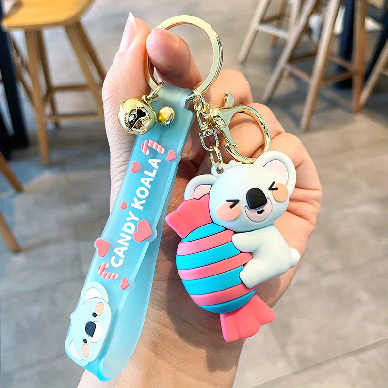 Kawaii Cartoon Candy Colors Plush Bear Rabbit Doll Keychain Cute Ladies Bag  Men's Car Key Ring Student Bags Luggage Pendant