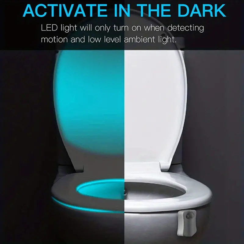 1pc toilet night light motion sensor 8 color changing toilet bowl light led nightlight for bathroom decor bathroom accessories details 2