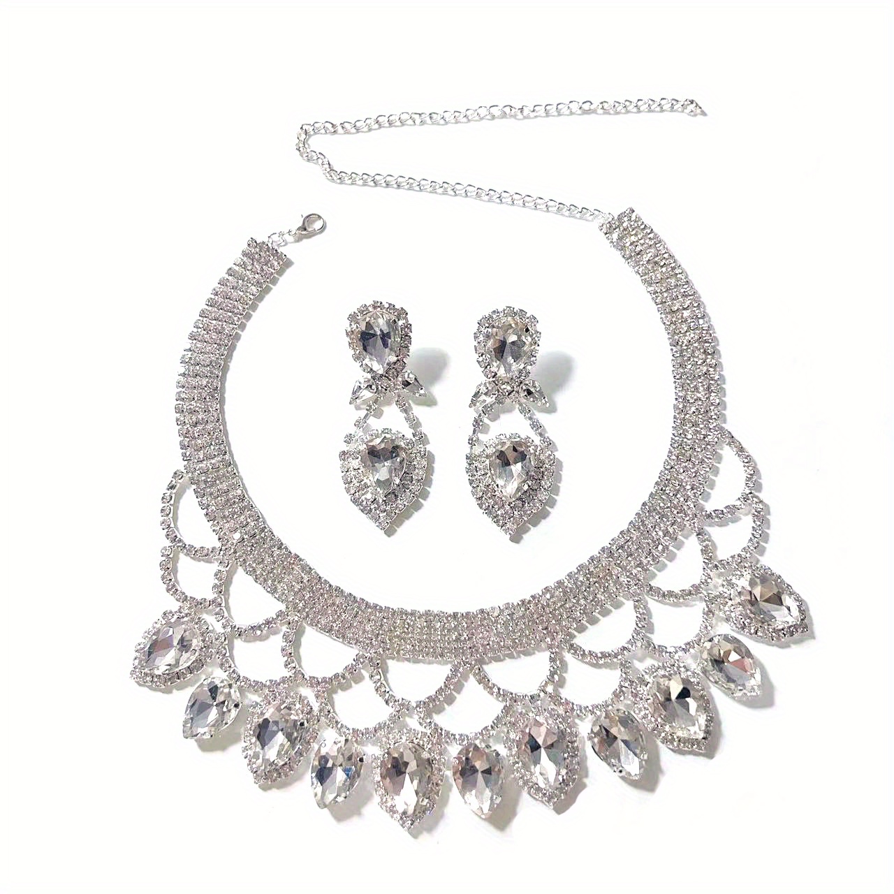 Silver colour hot sale necklace set