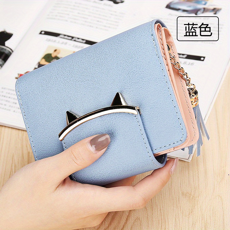 Cute Cat Pattern Wallet, Women's Faux Leather Long Wallet With Card Slots &  Zipper Pocket - Temu