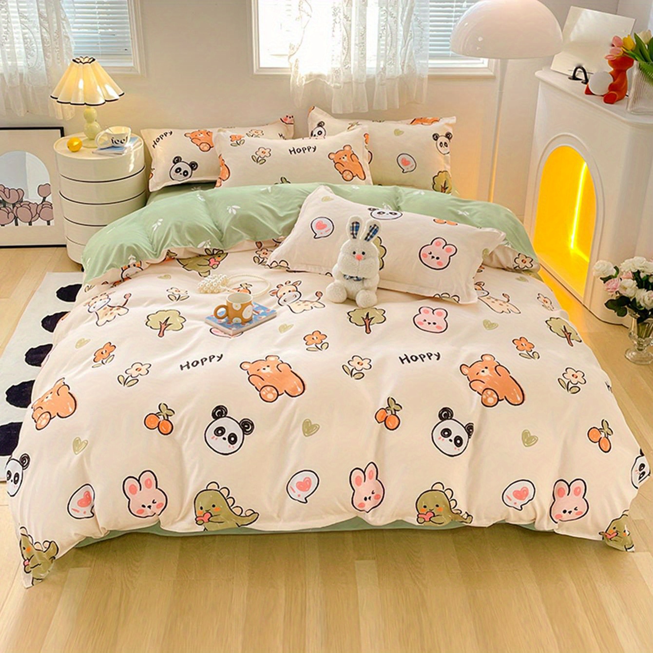 Image of 3pcs Cartoon Quilt Cover, Soft And Comfortable Quilt Cover, Skin-friendly And Breathable, Suitable For Bedroom, , Student Dormitory (1*quilt Cover + 2*pillowcase, No Quilt Core)