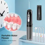 1pc cordless water flosser for teeth gums braces dental care portable oral irrigator uv sterilization diy mode led power display rechargeable ipx7 waterproof 250 ml detachable water tank home travel water flossers for teeth 6 6 2 2 details 0