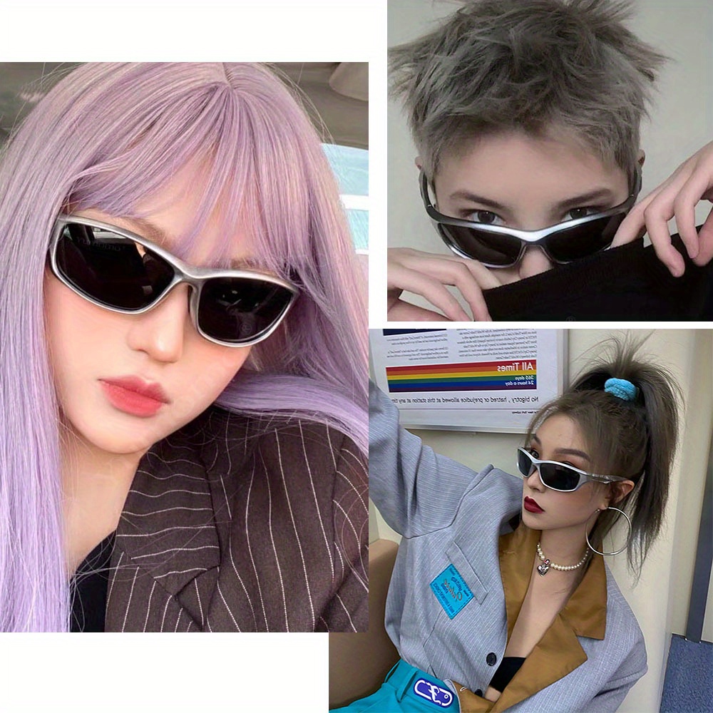 Futuristic Wrap Around Silvery Cyber Sunglasses Polarized Outdoor ...