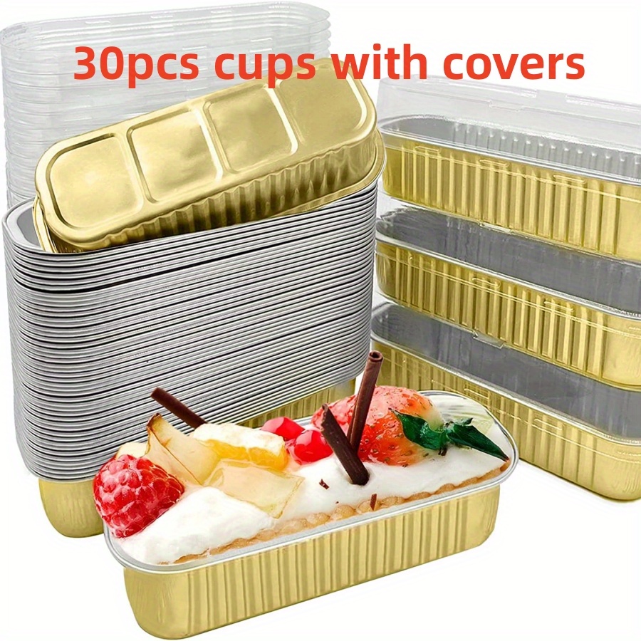30pcs Tinfoil Boxes Bake Toast Cake Foil Trays Tin Foil Case Home Supplies  without Lid 