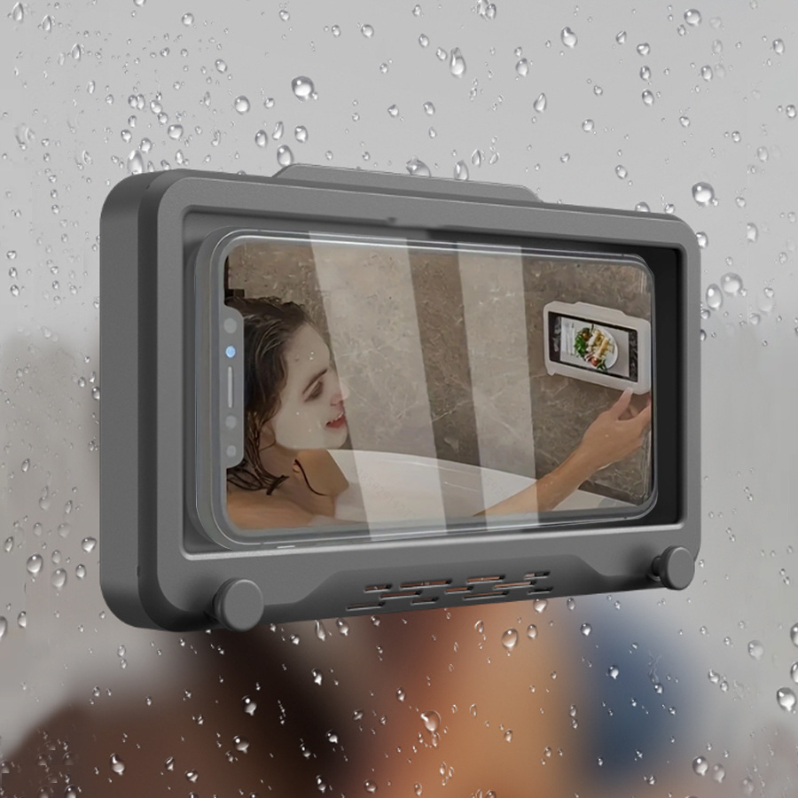  LOOENJ Soporte para teléfono de ducha 360 impermeable, pantalla  táctil antivaho HD (blanco) : Celulares y Accesorios