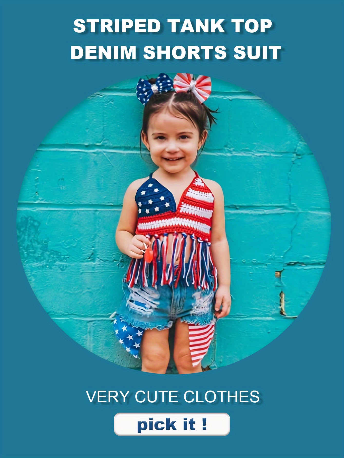 Toddler Girls Tassel Hem Knit Halter Top Ripped Denim Shorts Temu