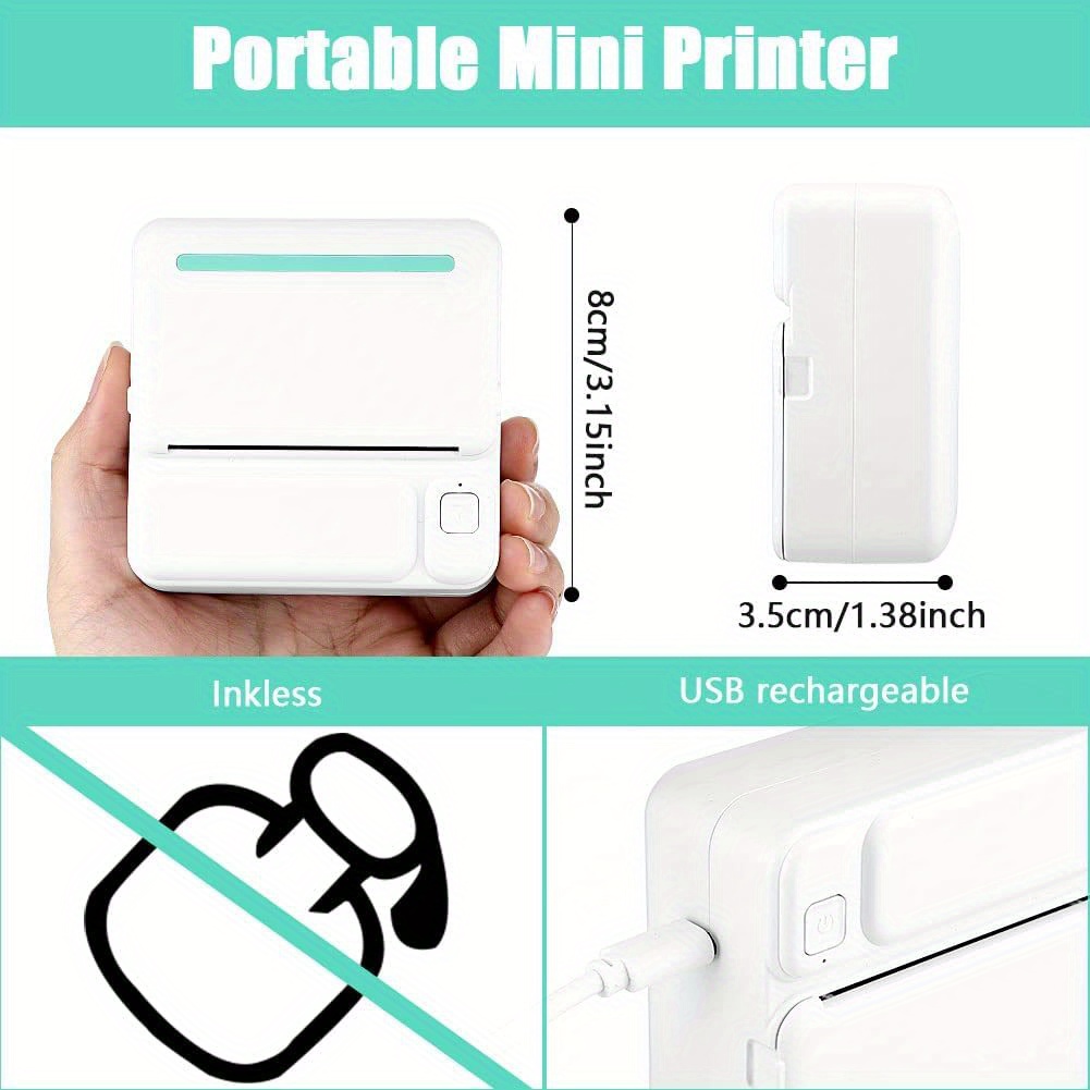 Portable Mini Wireless Thermal Printer Print Photos Labels - Temu