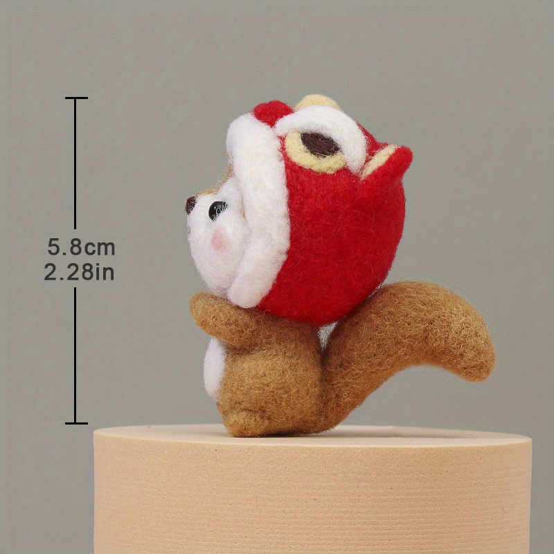 1 Set Diy Animal Squirrel Wool Felt Doll Creative Material Package Needle Felting Kit Beginners