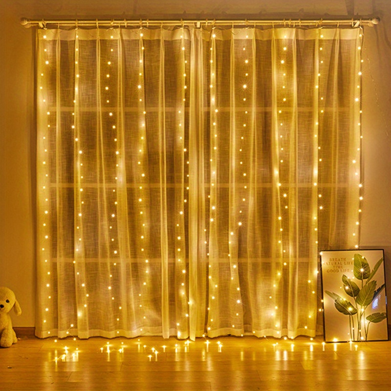 1m * 3m 100 led rideau lumineux guirlande lumineuse led cascade bande mise  en page de fond décoration de mariage couleur chaude