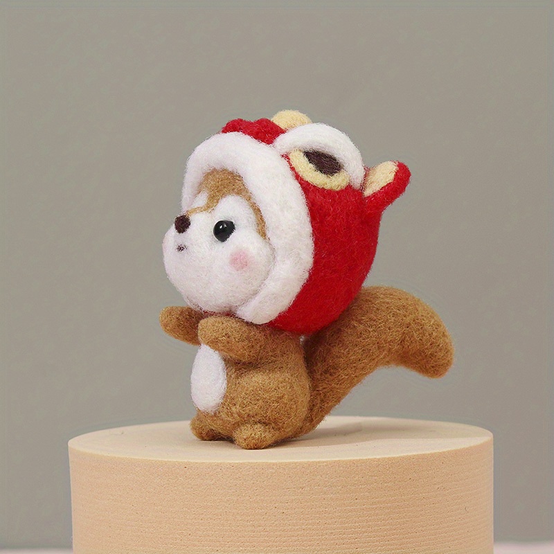 1 Set Diy Animal Squirrel Wool Felt Doll Creative Material Package Needle Felting Kit Beginners