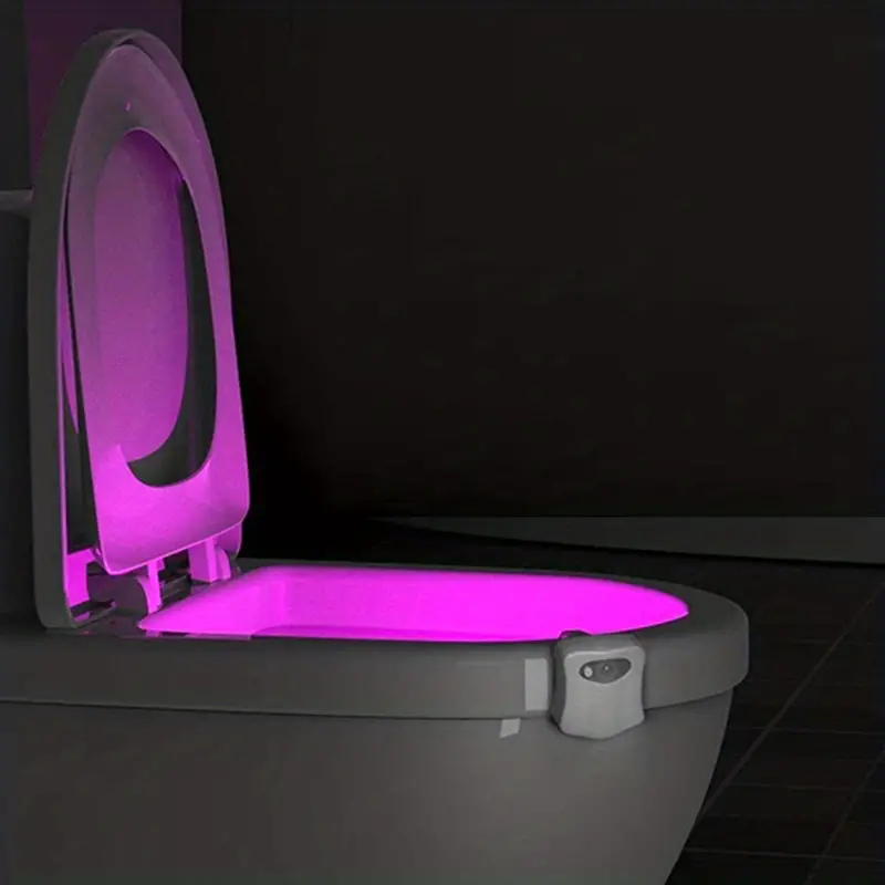1pc toilet night light motion sensor 8 color changing toilet bowl light led nightlight for bathroom decor bathroom accessories details 4