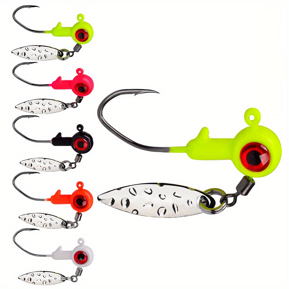 chidgrass 6Pcs Heads Fishing Hooks with 3D Eye Ball 14g Beak Bait